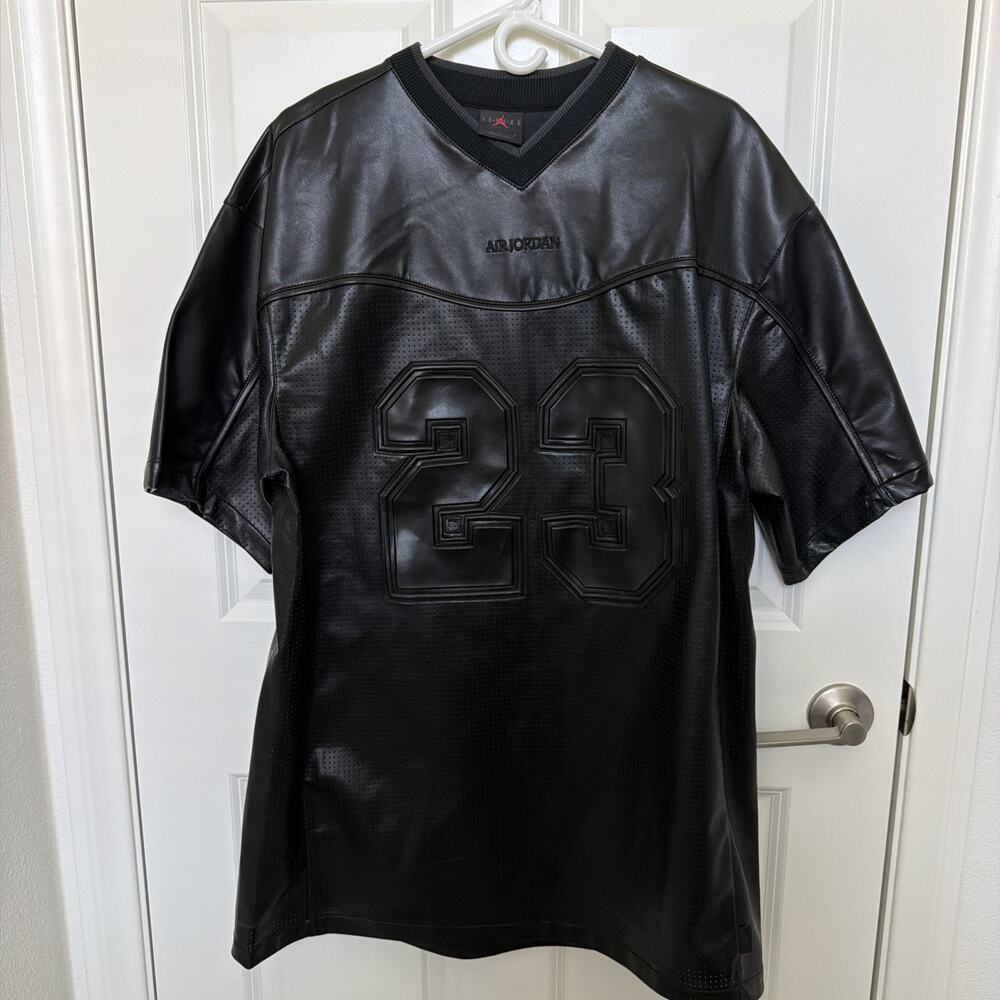Nike Air Jordan 23 Vegan Leather Black Jersey Shirt Mens Sz M Tall HQ9184-010
